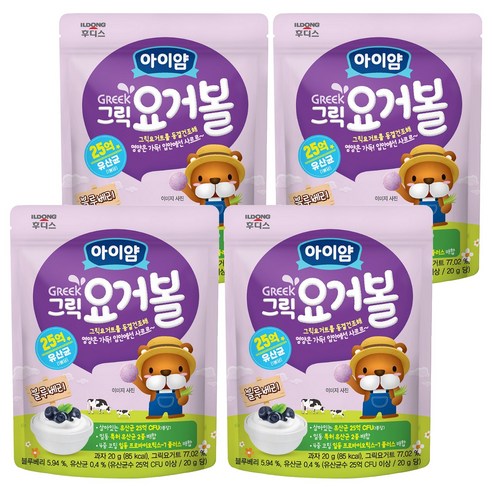아이얌 그릭요거볼, 블루베리맛, 20g, 4개
