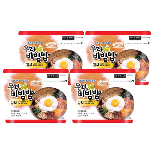 이지밥 우리비빔밥 김치, 100g, 4개