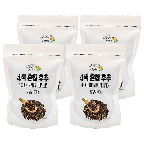 내츄럴스파이스 4색 혼합후추 리필용, 200g, 4개