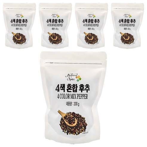 내츄럴스파이스 4색 혼합후추 리필용, 200g, 5개