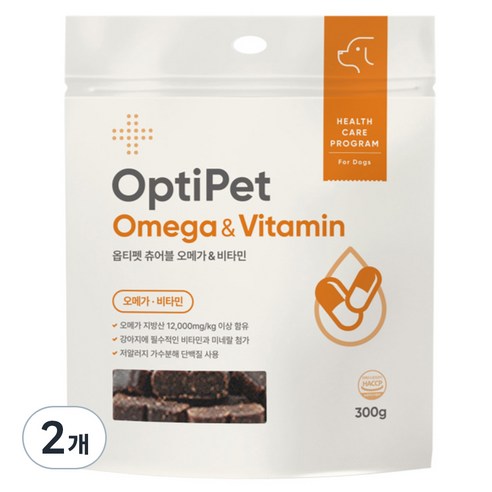 옵티펫 강아지 츄어블 영양제, 60정, 오메가3, 2개