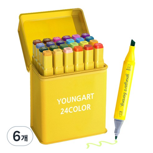 YOUNGART BERENEY 천케이스 마카, 24색, 6개