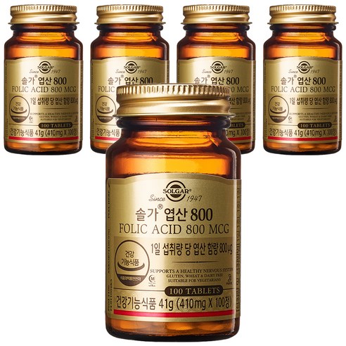 솔가 엽산 800, 100정, 5개