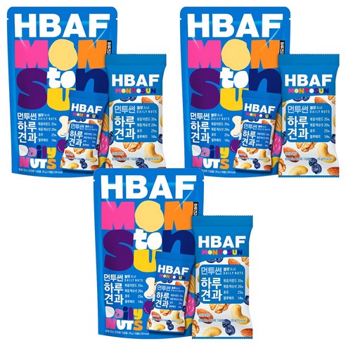 HBAF 바프 먼투썬 하루견과 블루, 200g, 3개