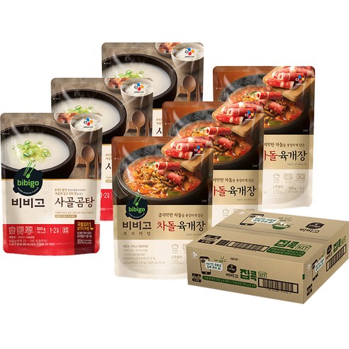 비비고 차돌육개장 500g 3개 + 사골곰탕 500g 3개, 6개