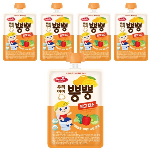 베베스트 우리 아이 뿡뿡 주스, 5개, 혼합맛(망고/채소), 70ml