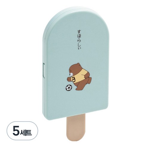손거울 빗 세트 휴대용 미니거울 아이스크림 모양 거울, 블루, 5개