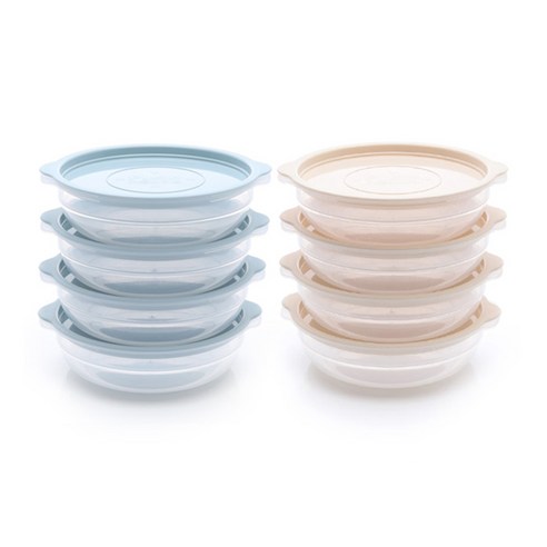 심플쿡앤밥 450ml 스카이블루 4개 + 베이지 4개, 1세트, 심플쿡앤밥용기 8p 밀폐용기 Best Top5