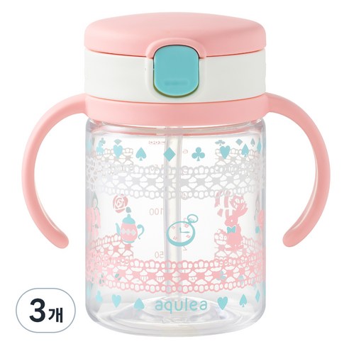 릿첼 AQ 빨대컵 200ml, 3개, 핑크
