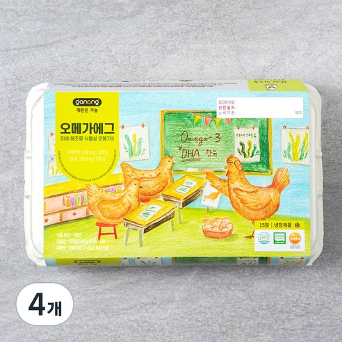 가농 무항생제 DHA 오메가3 특란, 15구, 4개