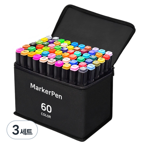 다다 디자인 드로잉 마카펜 천케이스, 60색, 3세트