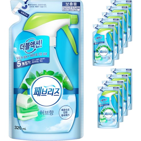 페브리즈 허브향 섬유탈취제 리필, 320ml, 10개