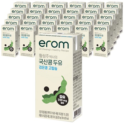 이롬 황성주 국산콩 검은콩 고칼슘 두유, 32개, 190ml