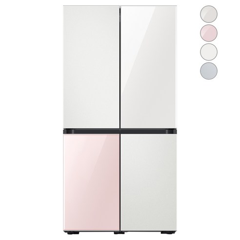 [색상선택형] 삼성전자 비스포크 프리스탠딩 냉장고 방문설치, RF85A9241AP, 코타 화이트 + 글램 화이트 + 글램 핑크