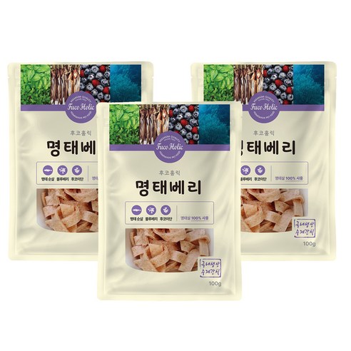 후코홀릭 강아지 건조 간식 100g, 명태 + 베리 혼합맛, 3개