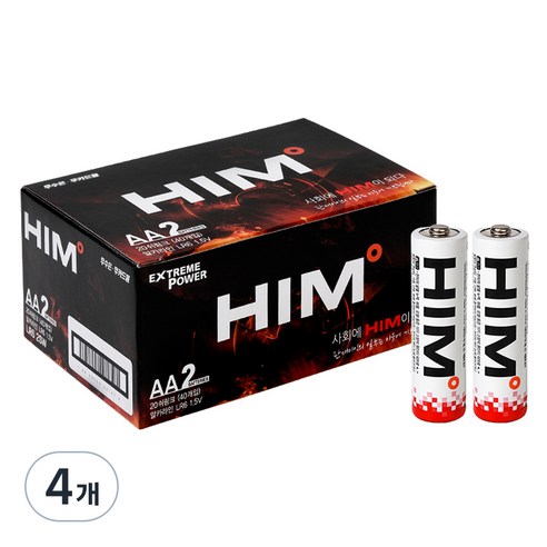 힘 알카라인 AA건전지 벌크, 40개입, 4개
