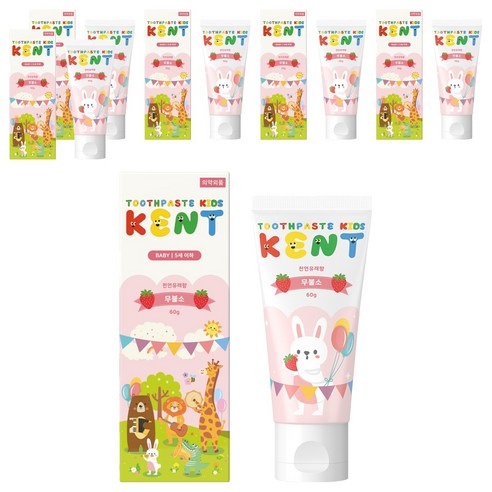 켄트 키즈 베이비 치약 무불소 딸기향, 60g, 6개