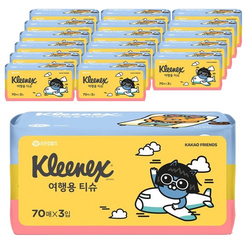 크리넥스 카카오 여행용 티슈, 210매입, 18개