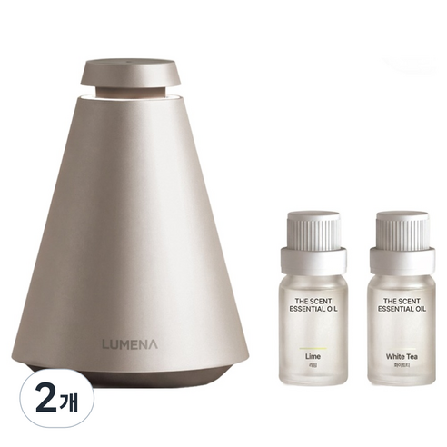 루메나 아로마 무선 프리미엄 디퓨저 플래티넘 베이지 THE SCENT AD1, 2개, 10ml, 화이트티, 라임