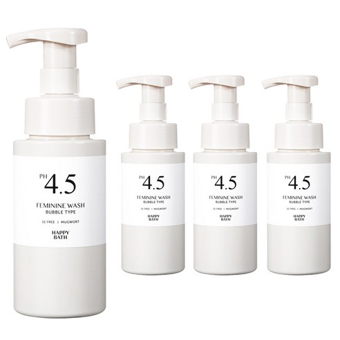 해피바스 PH4.5 약산성 쑥 버블 여성 청결제, 250g, 4개