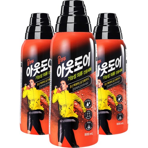 애경 울샴푸 아웃도어 기능성의류 전용세제, 800ml, 3개