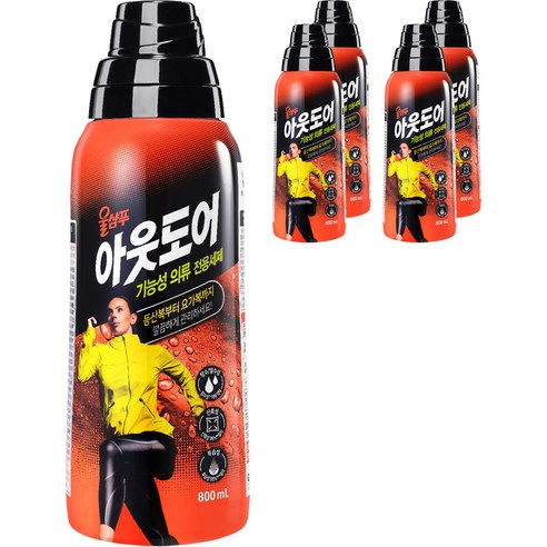 울샴푸 아웃도어 기능성의류 전용세제 본품, 5개, 800ml