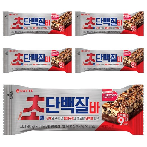 롯데웰푸드 초단백질바, 40g, 5개