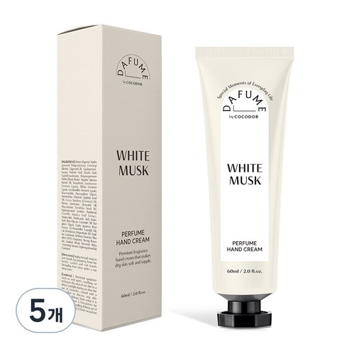 다퓸 바이 코코도르 퍼퓸 핸드크림 화이트머스크향, 60ml, 5개