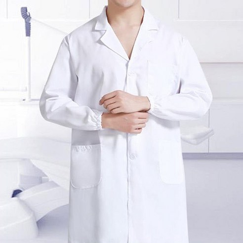 HEALING CARE 실험 의사 약사 가운 08 얇은 긴팔 엘라스틱 커프스-L