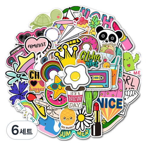 특별한상점 PVC 방수 노트북 캐리어 스티커 50종 세트 AZ099, 뉴 데이, 6세트