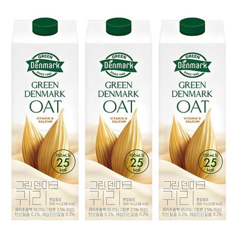 덴마크 그린덴마크 귀리 음료, 950ml, 3개