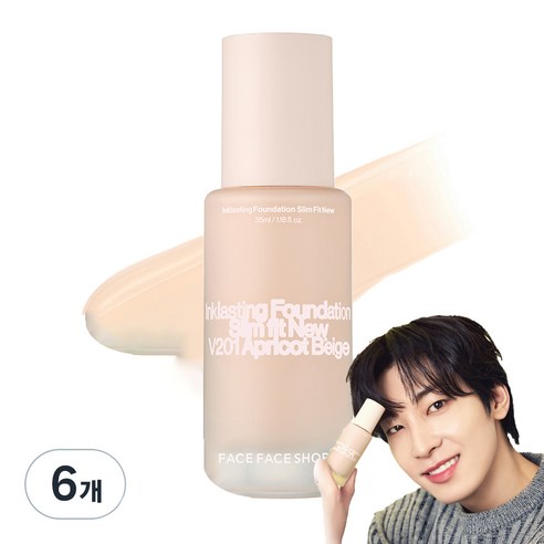 더페이스샵 잉크래스팅 파운데이션 슬림핏 뉴 35ml, V201, 6개