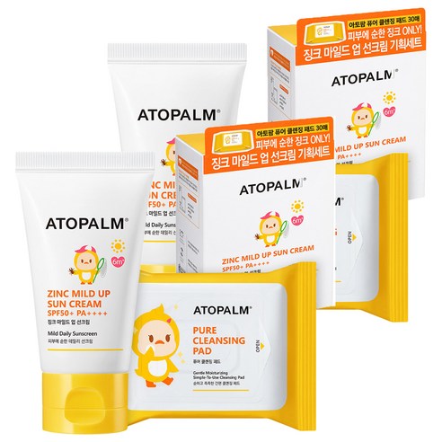 아토팜 유아용 징크 마일드업 선크림 SPF50+ PA++++ 65g 세트, 2세트