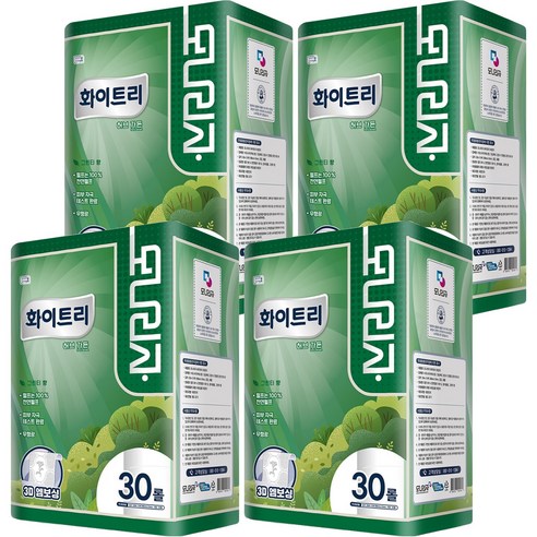 모나리자 화이트리 허브 가든 천연펄프 3겹 고급롤화장지, 30m, 30개입, 4개