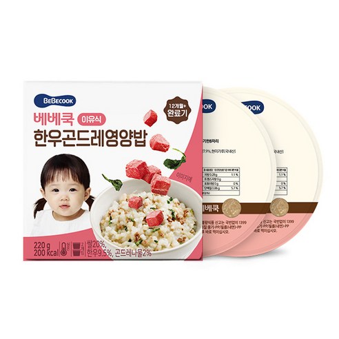 베베쿡 완료기 닭고기삼색진밥 실온이유식 2p, 닭고기, 220g, 1개