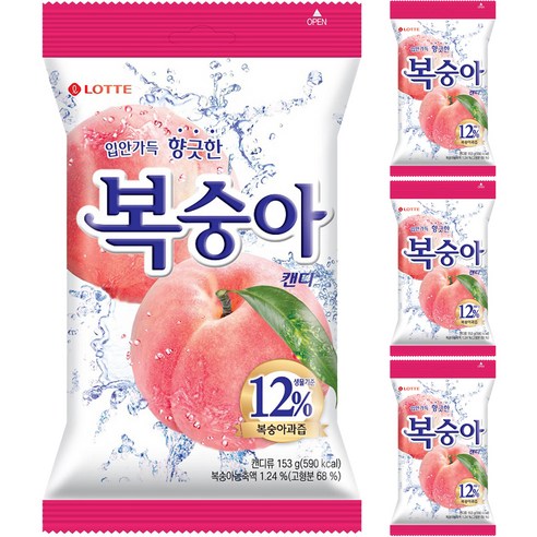 롯데웰푸드 복숭아 캔디, 153g, 6개