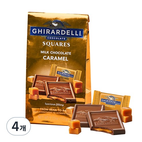 기라델리 밀크 초콜릿 카라멜 스퀘어백, 151g, 4개