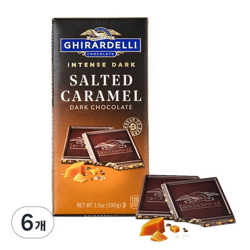 기라델리 솔티드 카라멜 인텐스다크 초콜릿 바, 100g, 6개