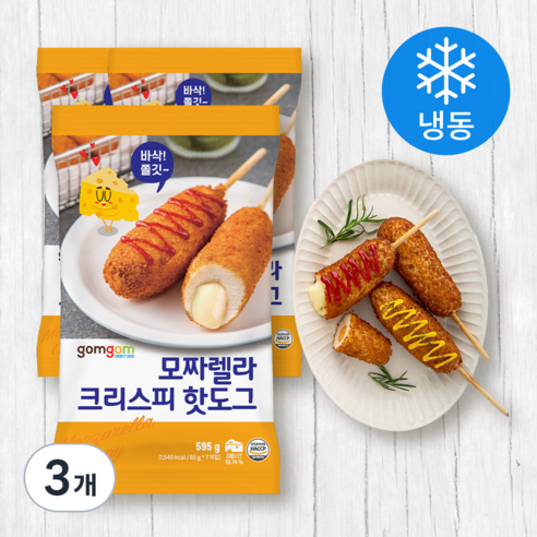 곰곰 크리스피 모짜렐라 핫도그 (냉동), 85g, 7개입, 3개