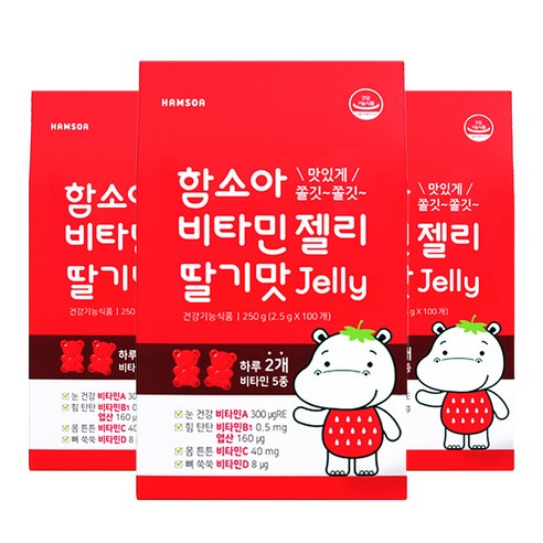 함소아 비타민젤리 딸기맛, 100정, 3개