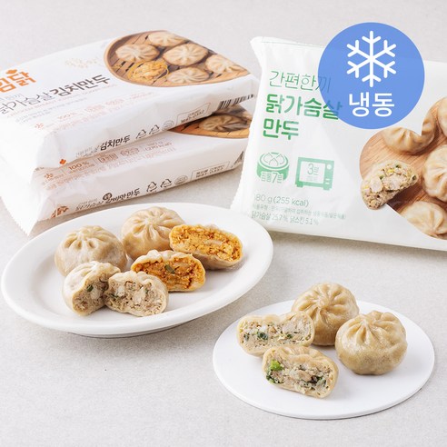 아임닭 닭가슴살 만두 180g x 2개 + 김치만두 180g x 2개 + 숯불갈비맛 만두 180g x 2개 세트 (냉동), 1세트