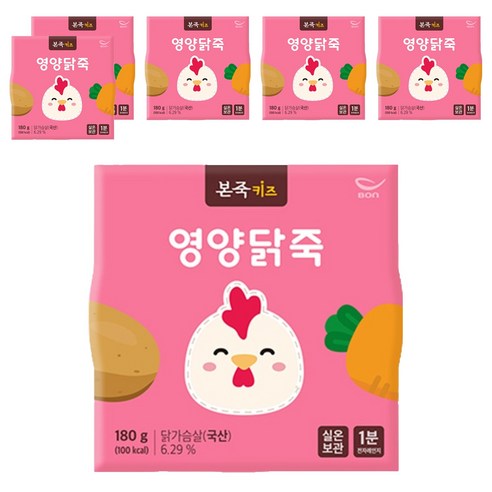 본죽 키즈 영양닭죽 180g, 6개, 닭가슴살