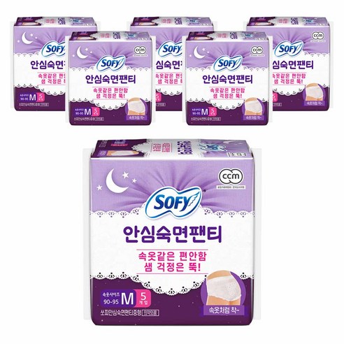 쏘피 바디피트 안심숙면팬티 M, 팬티형, 5개입, 6개