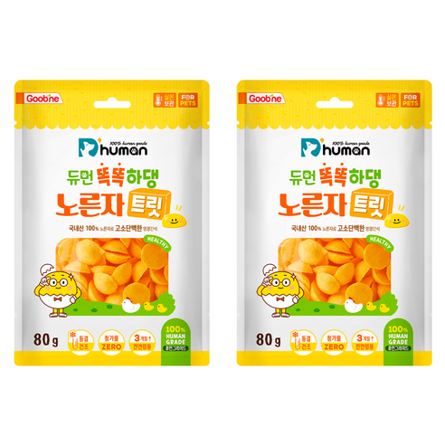 듀먼 반려동물 똑똑하댕 노른자트릿 간식, 노른자, 80g, 2팩