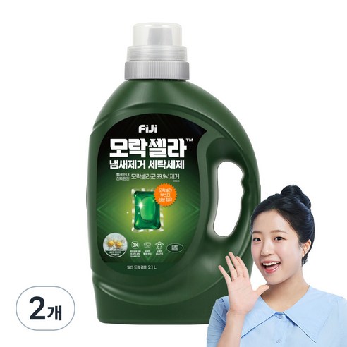 피지 모락셀라 냄새제거 세탁세제 일반드럼 겸용 상쾌한 허브향, 2.1L, 2개