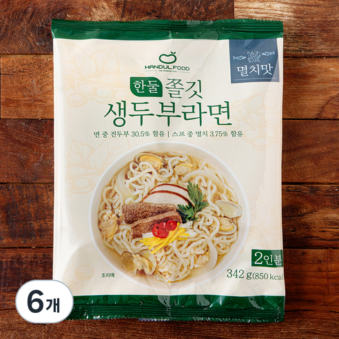한둘푸드 쫄깃 생두부 라면 멸치맛 2인분, 342g, 6개