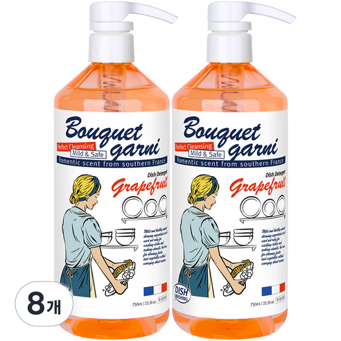 부케가르니 에코 주방세제 자몽향, 750ml, 8개