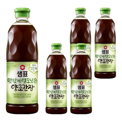 샘표 맛있게 염도낮은 양조간장, 860ml, 5개