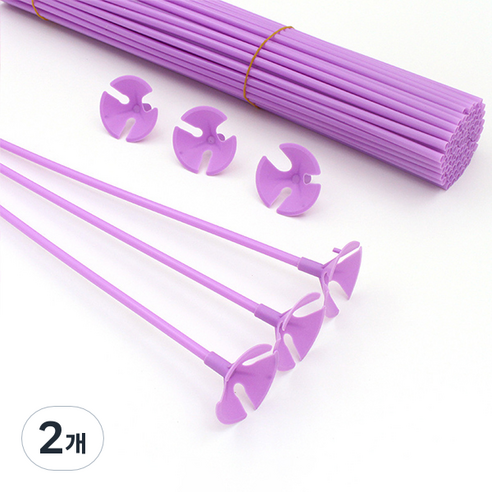 마켓감성 마카롱 풍선 홀더 핸드 스틱 42cm 100p, 보라, 2개