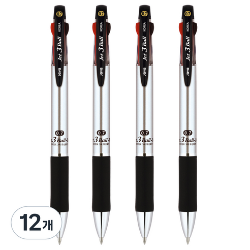 자바펜 제트3볼 M 멀티펜 0.7mm, 메탈릭실버, 12개